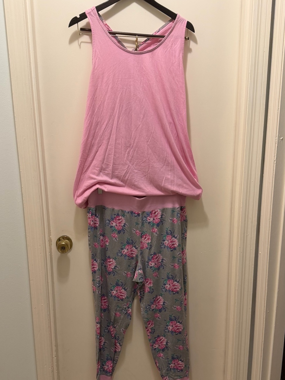 Cacique Pink Tank Top & Floral Gray Pajama Set for Women